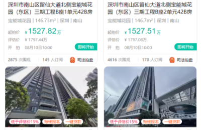 深圳宝能城最后四套“楼王”上架阿里拍卖 围观过万预计竞拍激烈